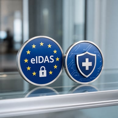 Symbole für die Konformitätsbescheinigung mit den eIDAS- und ZertES-Normen