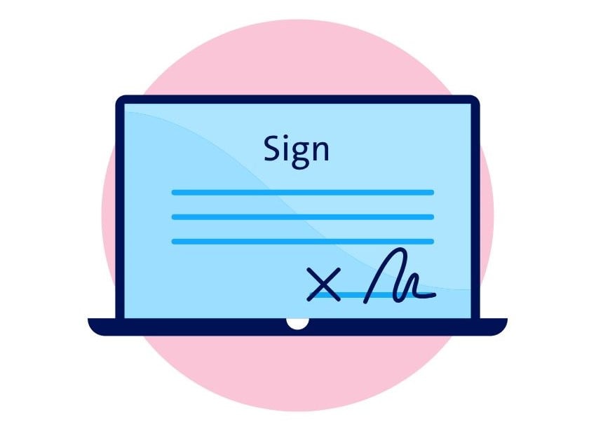 Elektronische Signatur auf digitalen Vertrag