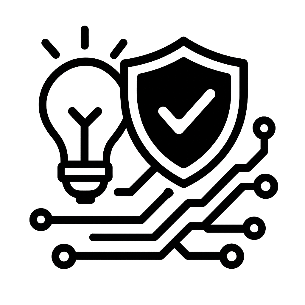 Piktogramm für Protect innovation in digitaler Geschwindigkeit und nur visuell ohne Text-1